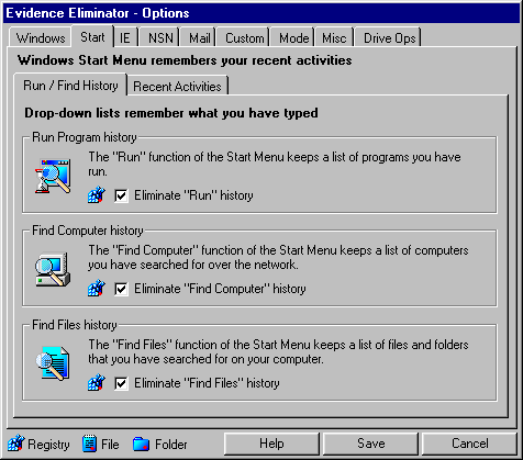 Evidence Eliminator Erase Start Menu History